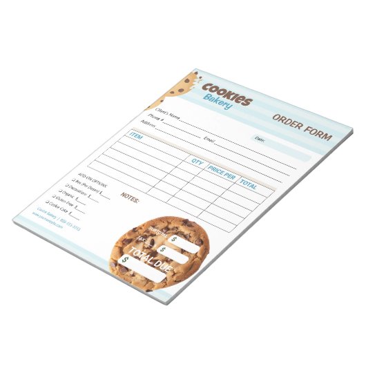 Cookies Bakery Order Invoice Form Notizblock (angewinkelt)