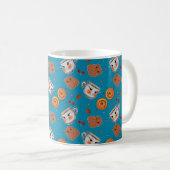 Cookies, Buns: blaues Hintergrundmuster Kaffeetasse (VorderseiteRechts)
