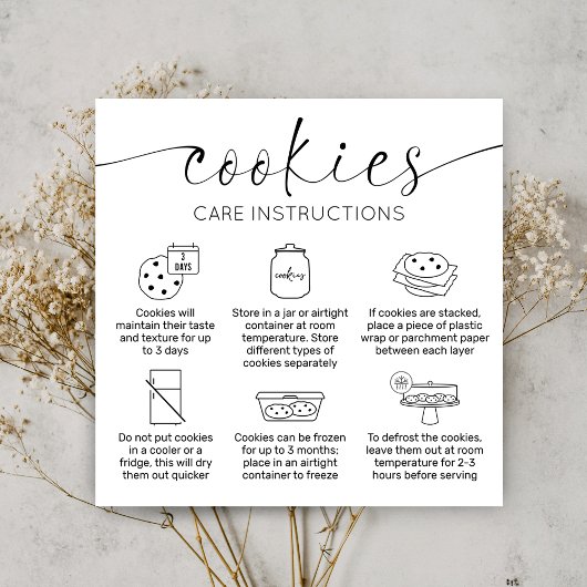 Cookies Care Card Elegantes Script Minimal Vielen  Quadratische Visitenkarte
