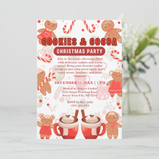 Cookies & Coca Weihnachtsmuster Party Einladung (Stehend Vorderseite)