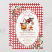 Cookies & Cocktails Cozy Rustic Red Gingham Einladung (Vorne/Hinten)