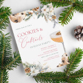 Cookies Cocktails White Floral Adult Holiday Party Einladung