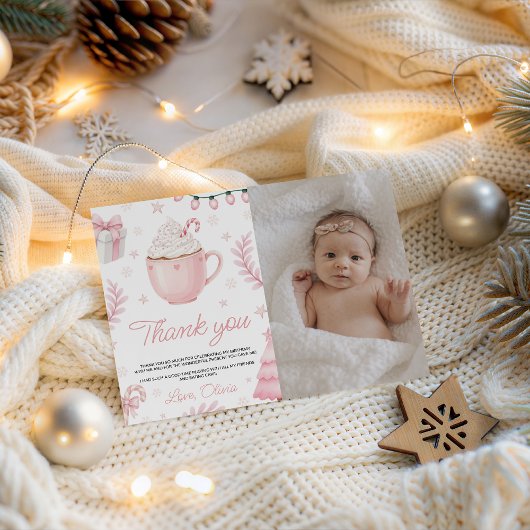 Cookies & Cocoa Birthday Photo Thank You Einladung