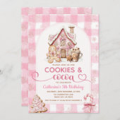 Cookies & Cocoa Birthday Pink Snowflakes Holiday Einladung (Vorne/Hinten)