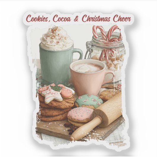 Cookies, Cocoa & Christmas Cheer Aufkleber (Vorderseite)