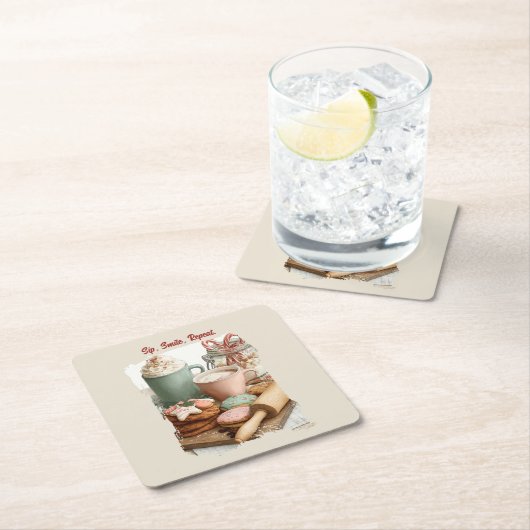 Cookies, Cocoa & Christmas Cheer Rechteckiger Pappuntersetzer (Vor Ort)