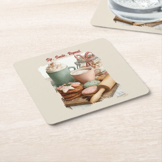 Cookies, Cocoa & Christmas Cheer Rechteckiger Pappuntersetzer (angewinkelt)