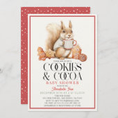 Cookies & Cocoa Hot Chocolate Squirrel Baby Shower Einladung (Vorne/Hinten)