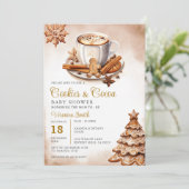 Cookies & Cocoa Kinderdusche Weihnachtsgebäck Einladung (Stehend Vorderseite)