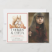 Cookies & Cocoa Squirrel Kid's Birthday Photo Einladung (Vorderseite)
