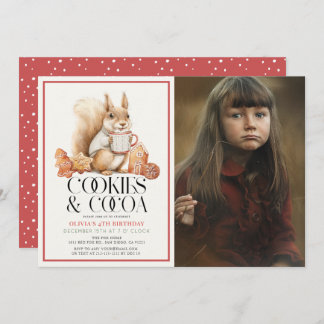Cookies & Cocoa Squirrel Kid's Birthday Photo Einladung