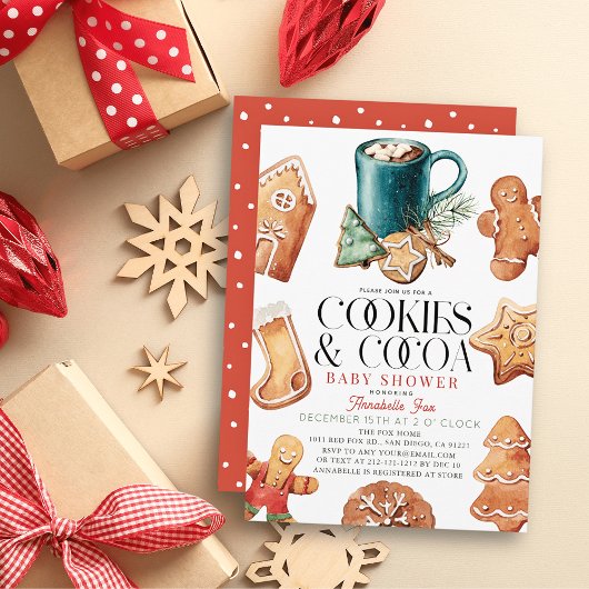 Cookies & Cocoa Weihnachtsgeschenk Kinderdusche Einladung