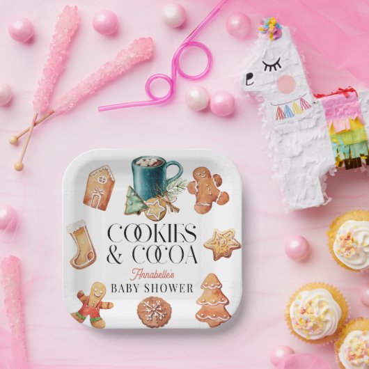 Cookies & Cocoa Weihnachtsgeschenk Kinderdusche Pappteller (Party)
