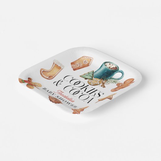 Cookies & Cocoa Weihnachtsgeschenk Kinderdusche Pappteller (Gewinkelt)