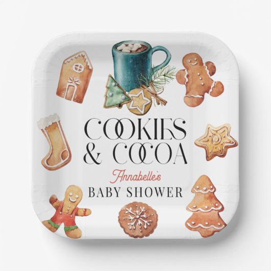 Cookies & Cocoa Weihnachtsgeschenk Kinderdusche Pappteller (Vorderseite)