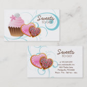 Cookies Cupcake Bäckerei Niedlich Swirl Modernblau Visitenkarte (Vorne/Hinten)