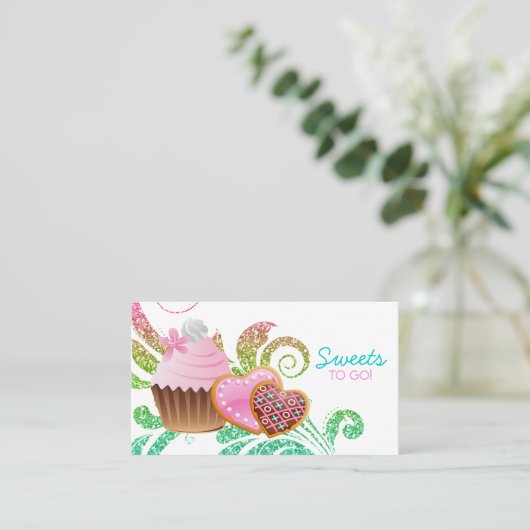 Cookies Cupcake Bäckerei Niedlich Swirl Moderner G Visitenkarte (Stehend Vorderseite)