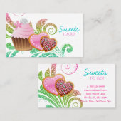 Cookies Cupcake Bäckerei Niedlich Swirl Moderner G Visitenkarte (Vorne/Hinten)