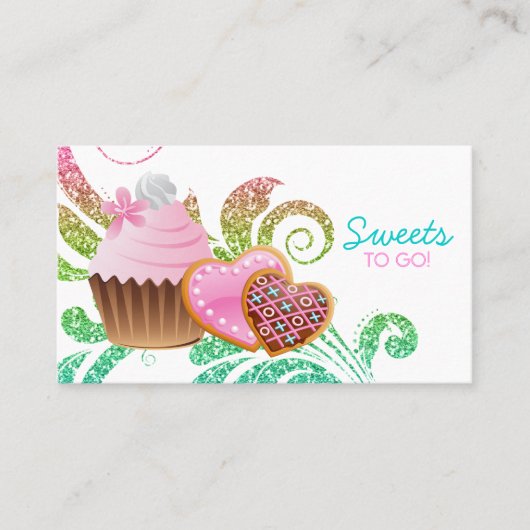 Cookies Cupcake Bäckerei Niedlich Swirl Moderner G Visitenkarte (Vorderseite)