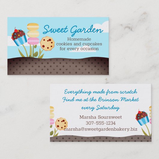 Cookies cupcake Gartenbäckerei Backwaren Visitenka Visitenkarte (Vorne/Hinten)