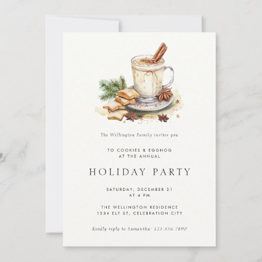 Cookies Eggnog Cocoa Moderne Feier Einladung (Vorderseite)
