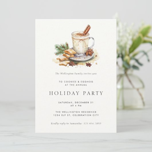 Cookies Eggnog Cocoa Moderne Feier Einladung (Stehend Vorderseite)