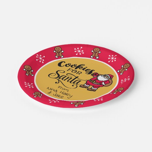 Cookies für den Weihnachtsmann Pappteller (Schrägansicht)