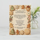 Cookies für die Weihnachtsfeier Einladung (Stehend Vorderseite)