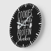 Cookies, Gewichte und Eiweißshakes, sonniger Fitne Große Wanduhr (Winkel)
