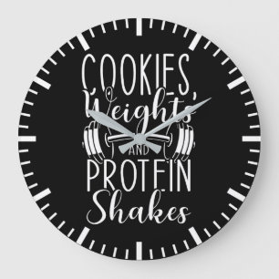 Cookies, Gewichte und Eiweißshakes, sonniger Fitne Große Wanduhr