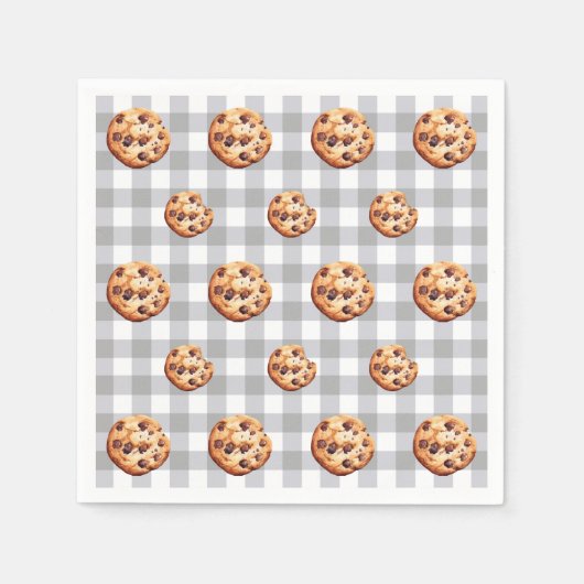 Cookies Gray Gingham Birthday Party Serviette (Vorderseite)