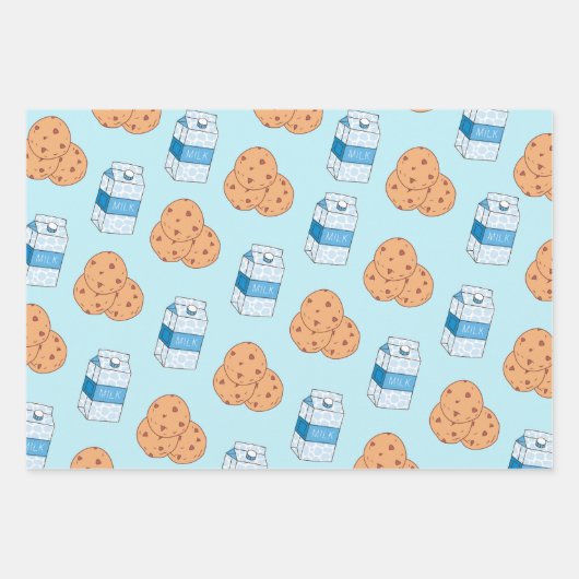 Cookies in Milk Blue White Pink Muster Geschenkpapier Set (Vorderseite)
