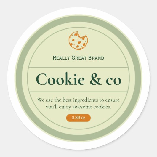 Cookies, Jogurt-Etiketten, Etiketten für Jars Runder Aufkleber (Vorderseite)