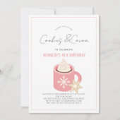 Cookies & Kakao Heiße Schokolade Rosa Tasse Geburt Einladung (Vorderseite)