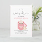 Cookies & Kakao Heiße Schokolade Rosa Tasse Geburt Einladung (Stehend Vorderseite)