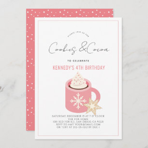 Cookies & Kakao Heiße Schokolade Rosa Tasse Geburt Einladung
