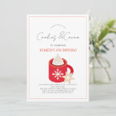 Cookies & Kakao Heiße Schokolade Rote Tasse Geburt Einladung (Stehend Vorderseite)