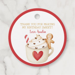 Cookies & Kakao Heiße Schokolade Rote Tasse Geburt Geschenkanhänger