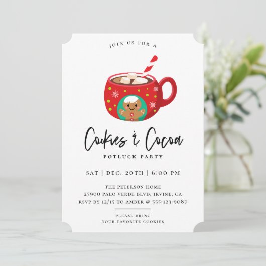 Cookies & Kakaoweihnachtsgebäck - Party Einladung (Stehend Vorderseite)