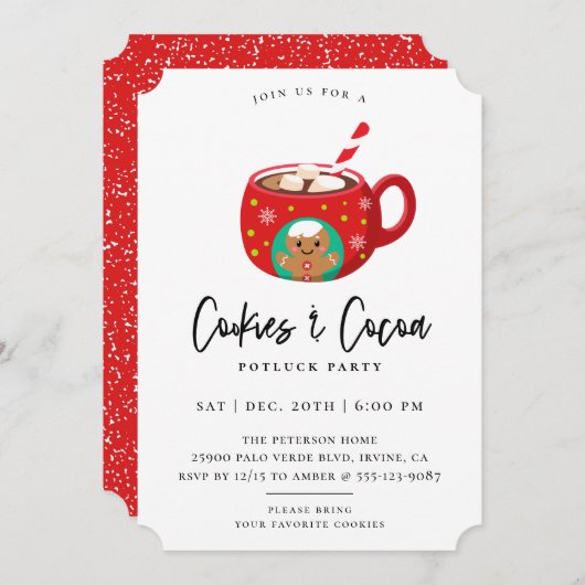 Cookies & Kakaoweihnachtsgebäck - Party Einladung (Vorne/Hinten)