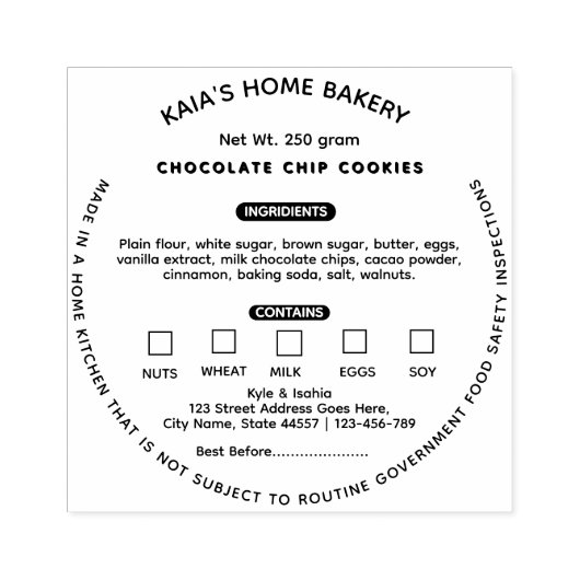 Cookies Law Label Hütte Bakery Packaging Gummistempel (Prägung)