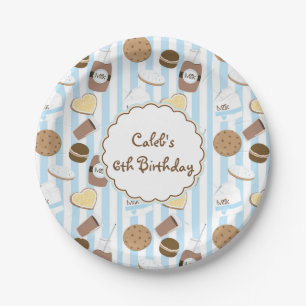 Cookies & Milk Blaue Jungen-Geburtstagsfeier-Telle Pappteller