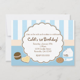 Cookies & Milk Blue Geburtstagsparty Einladungen