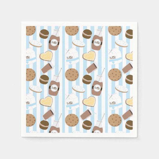 Cookies & Milk Boys Blue Birthday Party Napkins Serviette (Vorderseite)