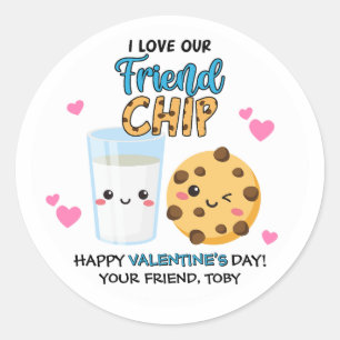 Cookies & Milk Friendchip Valentinstag-Aufkleber Runder Aufkleber