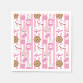 Cookies & Milk Girls Rosa Geburtstagsparty Napkins Serviette