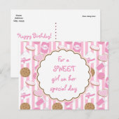 Cookies & Milk Pink Girls Geburtstag Postkarte (Vorne/Hinten)
