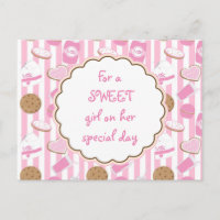 Cookies & Milk Pink Girls Geburtstag Postkarte