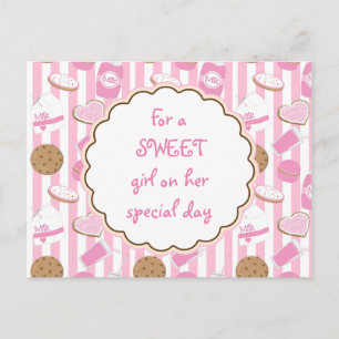 Cookies & Milk Rosa Mädchen Geburtstagspostkarte Postkarte