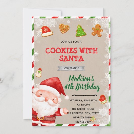 Cookies mit der Santa Party Einladung (Vorderseite)